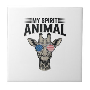 Vintage-Giraffe-Spirit-Tier-patriotisches-Shirt De Fliese