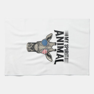 Vintage-Giraffe-Spirit-Tier-patriotisches-Shirt-De Geschirrtuch