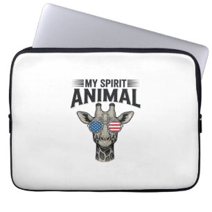 Vintage-Giraffe-Spirit-Tier-patriotisches-Shirt-De Laptopschutzhülle