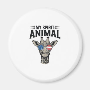 Vintage-Giraffe-Spirit-Tier-patriotisches-Shirt De Magnet