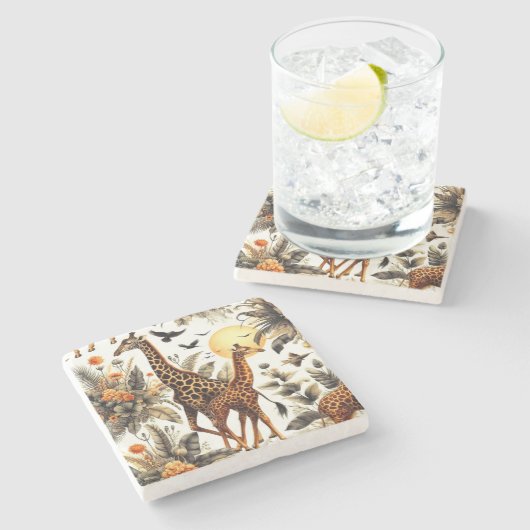 Vintage Giraffe Steinuntersetzer (Seitenansicht)