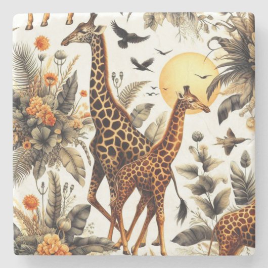 Vintage Giraffe Steinuntersetzer (Vorderseite)
