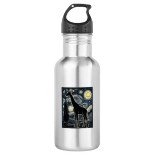 Vintage-Giraffe-Sternennacht-Gravur-Shirt_1 Edelstahlflasche