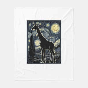 Vintage-Giraffe-Sternennacht-Gravur-Shirt_1 Fleecedecke