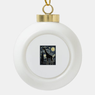 Vintage-Giraffe-Sternennacht-Gravur-Shirt_1 Keramik Kugel-Ornament