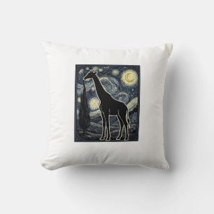 Vintage-Giraffe-Sternennacht-Gravur-Shirt_1 Kissen
