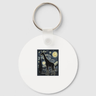 Vintage-Giraffe-Sternennacht-Gravur-Shirt_1 Schlüsselanhänger