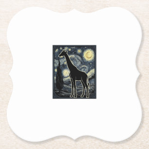Vintage-Giraffe-Sternennacht-Gravur-Shirt_1 Untersetzer