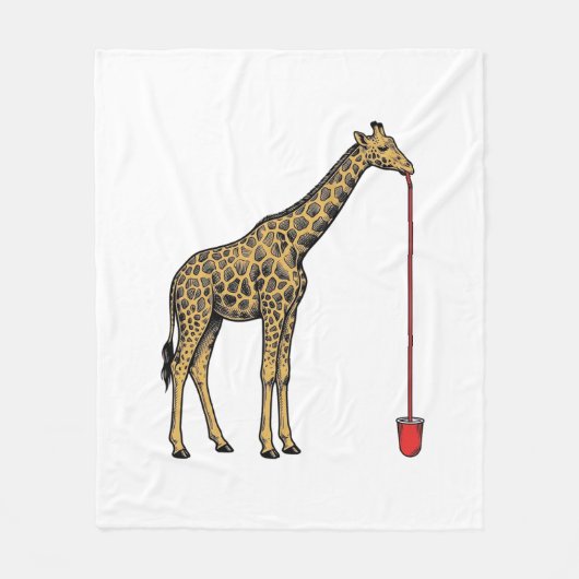 Vintage-Giraffe-Trinkhalm-Vektordesign_1 Fleecedecke (Vorderseite)