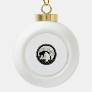 Vintage Giraffe und Kind Mond Silhouette Shirt_1 Keramik Kugel-Ornament