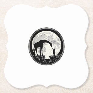 Vintage-Giraffe-und-Kind-Mond-Silhouette-Shirt_1 Untersetzer