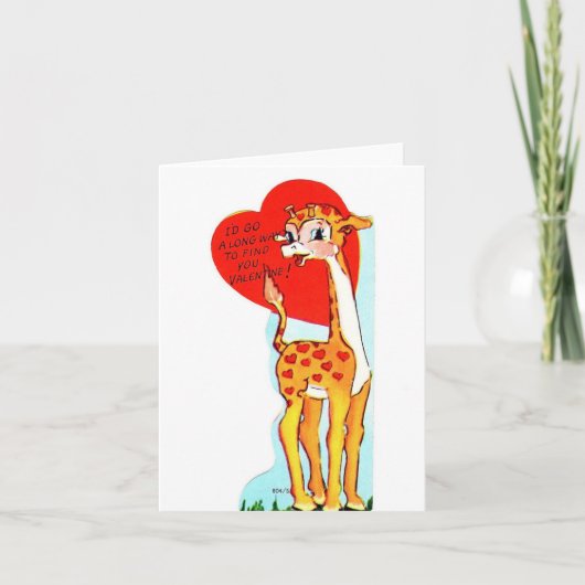 Vintage Giraffe Valentine Karte (Vorderseite)