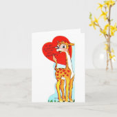 Vintage Giraffe Valentine Karte (Gelbe Blume)