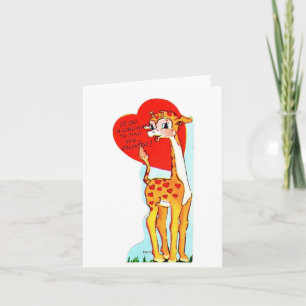Vintage Giraffe Valentine Karte