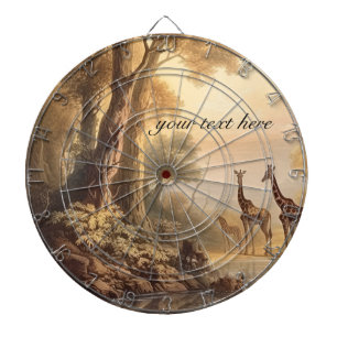 Vintage-Giraffen-Botanik-Safari-Steeldartboard Dartscheibe