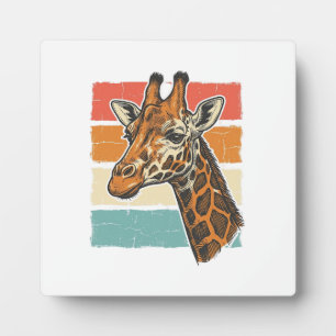 Vintage-Giraffen-Kopf Retro-Sonnenuntergang-Vektor Fotoplatte