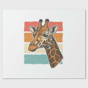 Vintage-Giraffen-Kopf Retro-Sonnenuntergang-Vektor Geschenkpapier