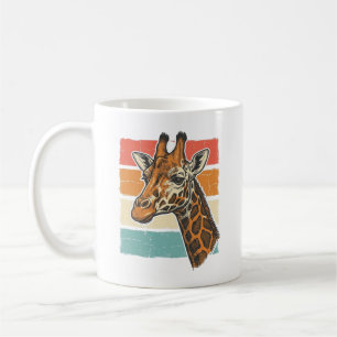 Vintage-Giraffen-Kopf Retro-Sonnenuntergang-Vektor Kaffeetasse