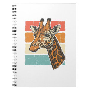 Vintage-Giraffen-Kopf Retro-Sonnenuntergang-Vektor Notizblock