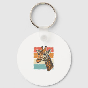 Vintage-Giraffen-Kopf Retro-Sonnenuntergang Vektor Schlüsselanhänger