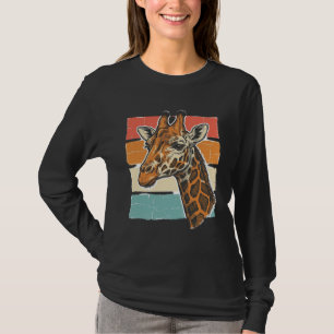 Vintage-Giraffen-Kopf Retro-Sonnenuntergang-Vektor T-Shirt