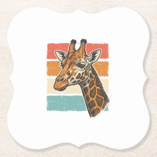 Vintage-Giraffen-Kopf Retro-Sonnenuntergang-Vektor Untersetzer