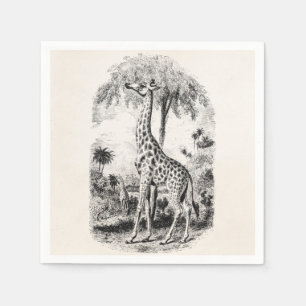 Vintage Giraffen-personalisierte Tierillustration Serviette