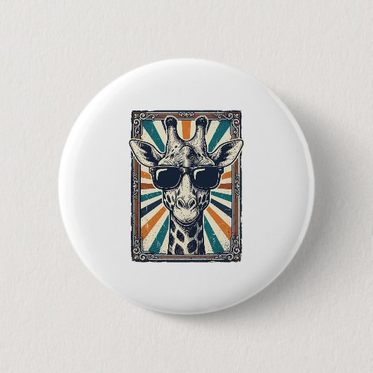 Vintage-Giraffen-Sonnenbrille Button (Vorderseite)
