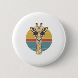 Vintage-Giraffen-Sonnenbrille Retro-Sonnenuntergan Button