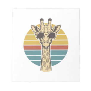 Vintage-Giraffen-Sonnenbrille Retro-Sonnenuntergan Notizblock