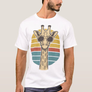 Vintage-Giraffen-Sonnenbrille Retro-Sonnenuntergan T-Shirt