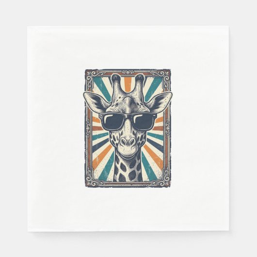 Vintage-Giraffen-Sonnenbrille Serviette (Vorderseite)