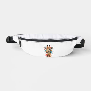 Vintage-Giraffen-Stich auf weißem Shirt-Design ( Bauchtasche