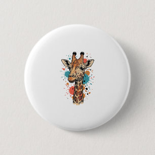 Vintage-Giraffen-Stich auf weißem Shirt-Design ( Button