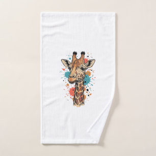 Vintage-Giraffen-Stich auf weißem Shirt-Design ( Handtuch