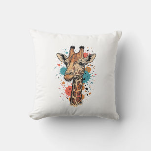 Vintage-Giraffen-Stich auf weißem Shirt-Design ( Kissen