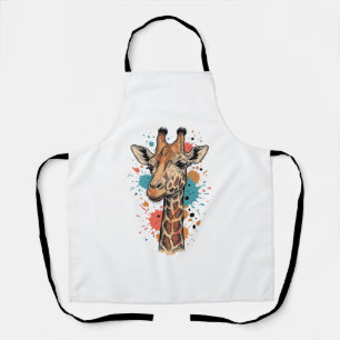 Vintage-Giraffen-Stich auf weißem Shirt-Design ( Schürze