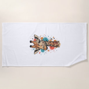 Vintage-Giraffen-Stich auf weißem Shirt-Design ( Strandtuch