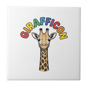 Vintage-Giraffen-Symbol Süßes Tier-Shirt-Design_1 Fliese