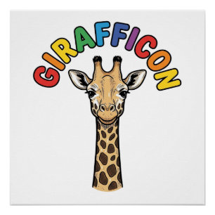 Vintage-Giraffen-Symbol Süßes Tier-Shirt-Design_1 Poster