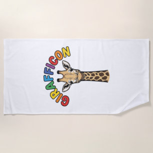 Vintage-Giraffen-Symbol Süßes Tier-Shirt-Design_1 Strandtuch