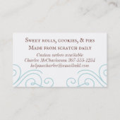 Vintage Girl-Bäckerei Backkuchen Kuchen Visitenkarte (Rückseite)