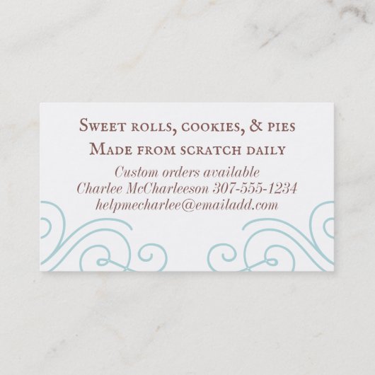 Vintage Girl-Bäckerei Backkuchen Kuchen Visitenkarte (Rückseite)