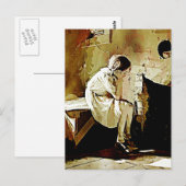 Vintage Girl by Fireplace Postcard Postkarte (Vorne/Hinten)