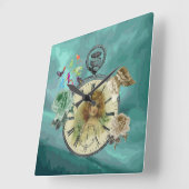Vintage Girl Clock Watch Square Wallclock Quadratische Wanduhr (Winkel)