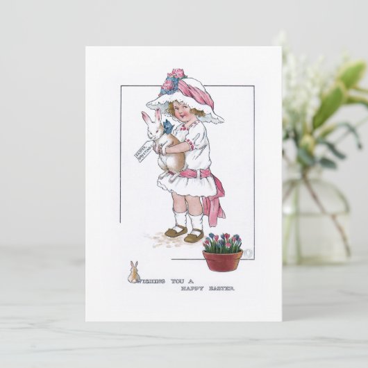 Vintage Girl Feiertagskarte (Stehend Vorderseite)
