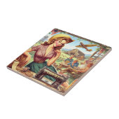 Vintage Girl-Illustration Fliese (Seite)