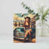 Vintage Girl-Illustration Postkarte (Stehend Vorderseite)