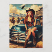 Vintage Girl-Illustration Postkarte (Vorderseite)