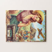 Vintage Girl-Illustration Puzzle (Horizontal)